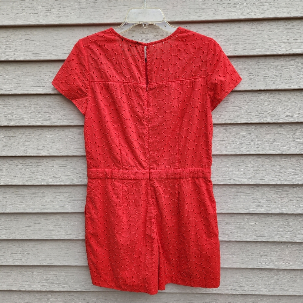 Banana Republic Vibrant Red Coral Eyelet Dress Romper Pantsuit - Picture 7 of 13